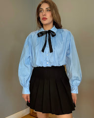Chiara Bow Shirt Blue
